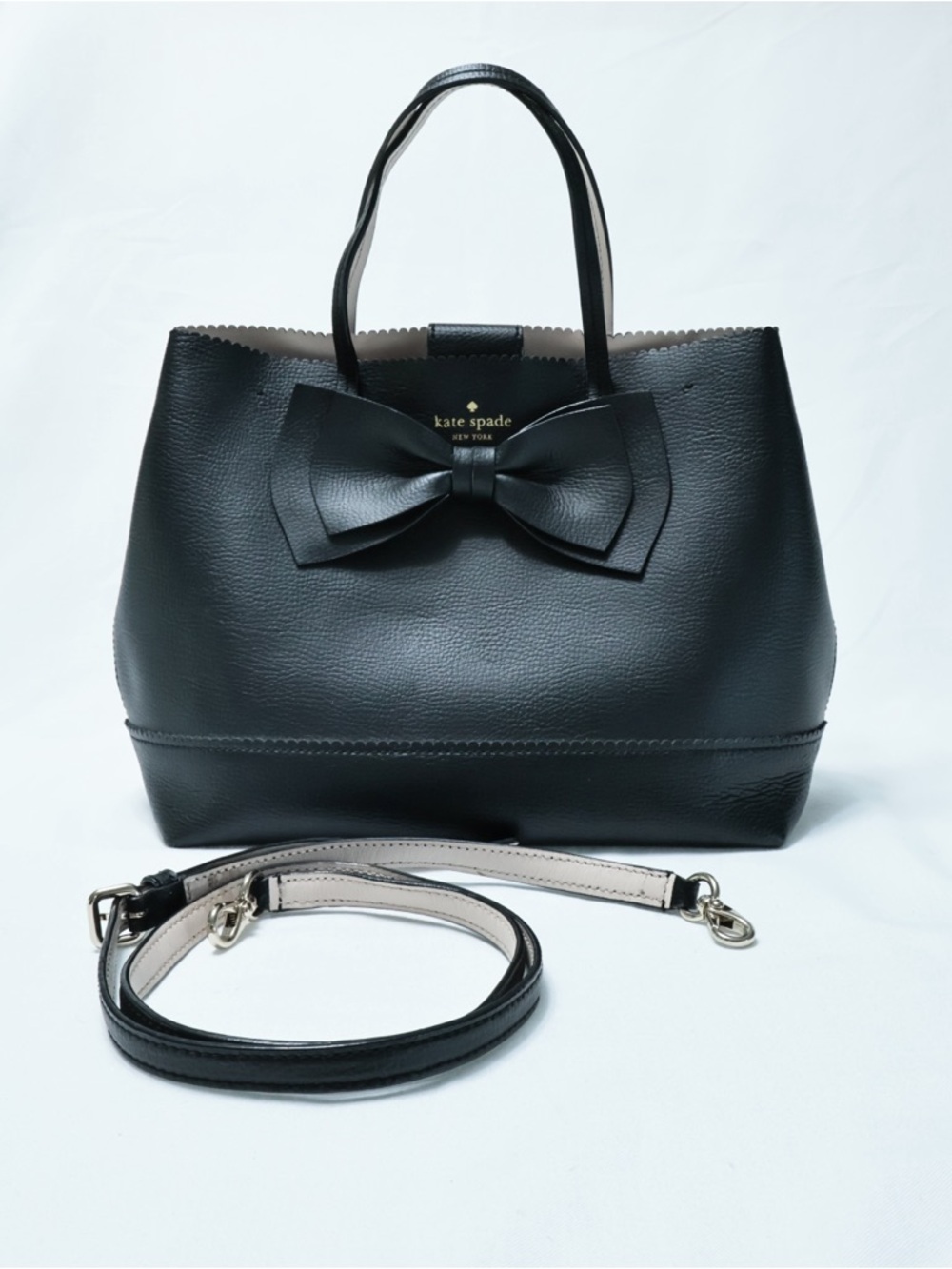 Kate Spade Vanderbilt Place Giorgia Satchel Bag Pebbled Black Leather Bow NWOT - Picture 4 of 16